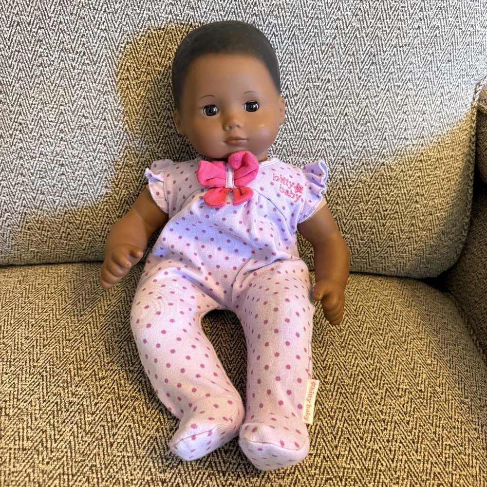American Girl Doll Bitty Baby African American With Purple Pajamas 15"